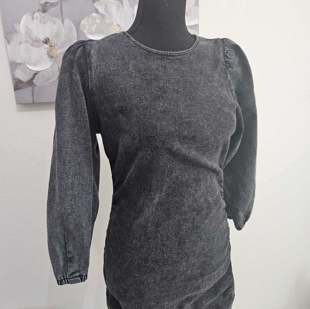 Zara Balloon Sleeve Denim Dress Size M